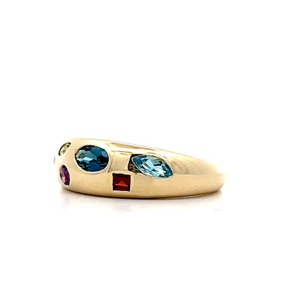 .69 Multi-Gemstone Dome Stacking Ring in 14k Yellow Gold