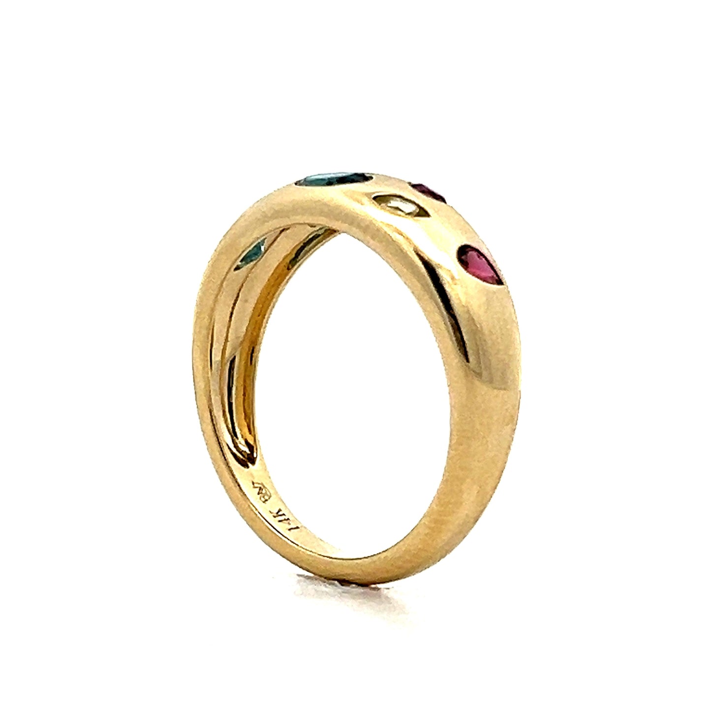 .69 Multi-Gemstone Dome Stacking Ring in 14k Yellow Gold