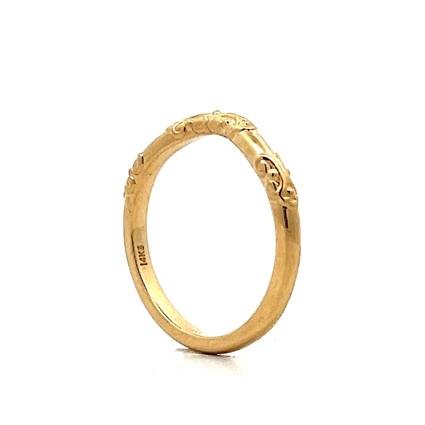 Orange Blossom Contour Wedding Band in 14k Yellow Gold