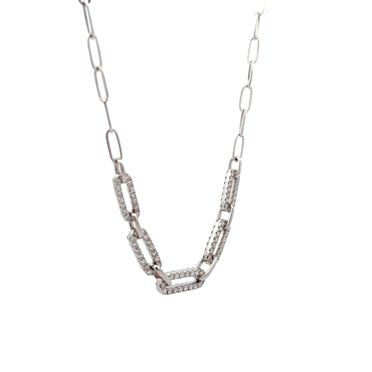 1.91 Pave Diamond Paperclip Necklace in 18k