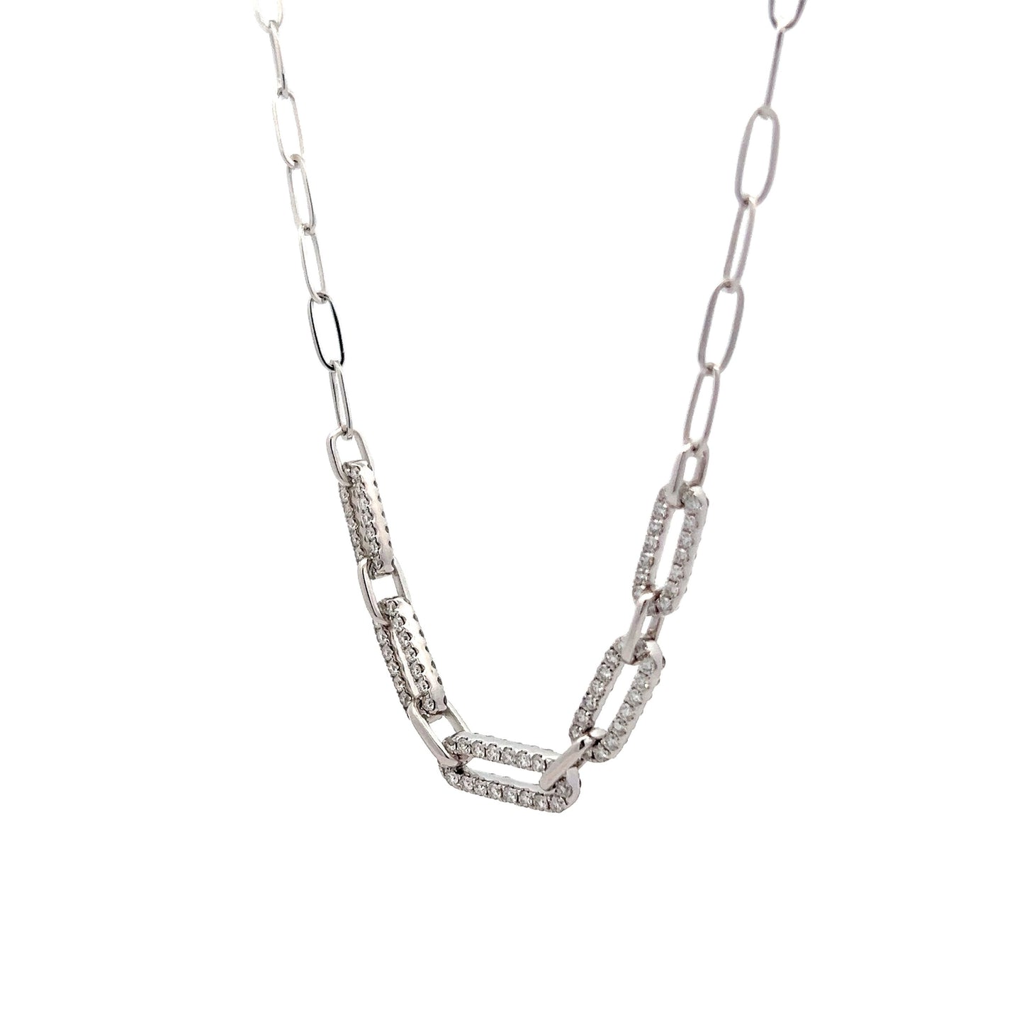 1.91 Pave Diamond Paperclip Necklace in 18k