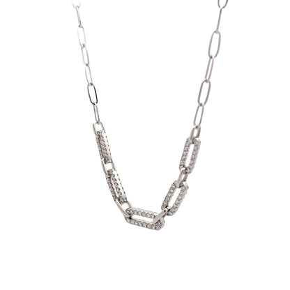 1.91 Pave Diamond Paperclip Necklace in 18k