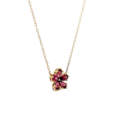 1.10 Tourmaline Floral Pendant Necklace in 14k