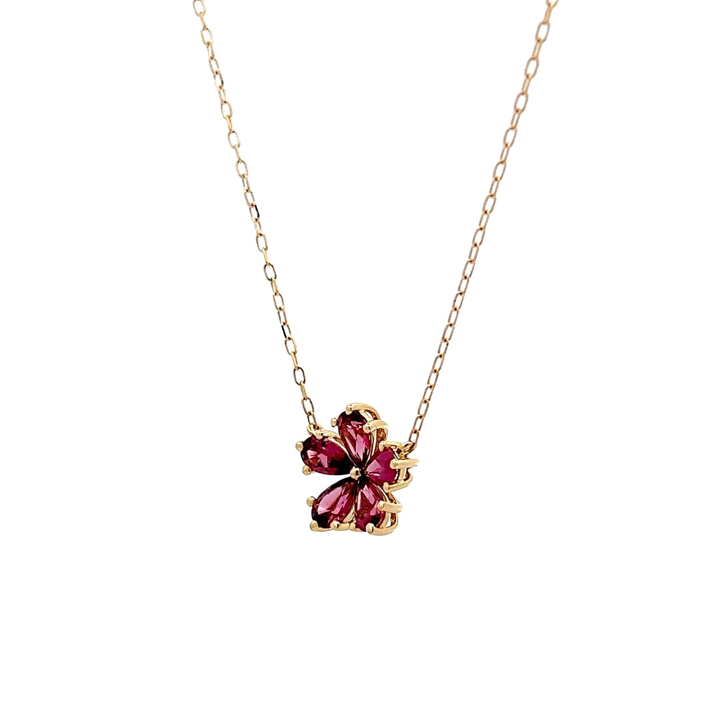 1.10 Tourmaline Floral Pendant Necklace in 14k