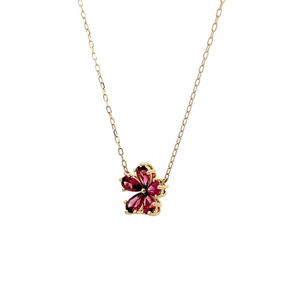 1.10 Tourmaline Floral Pendant Necklace in 14k