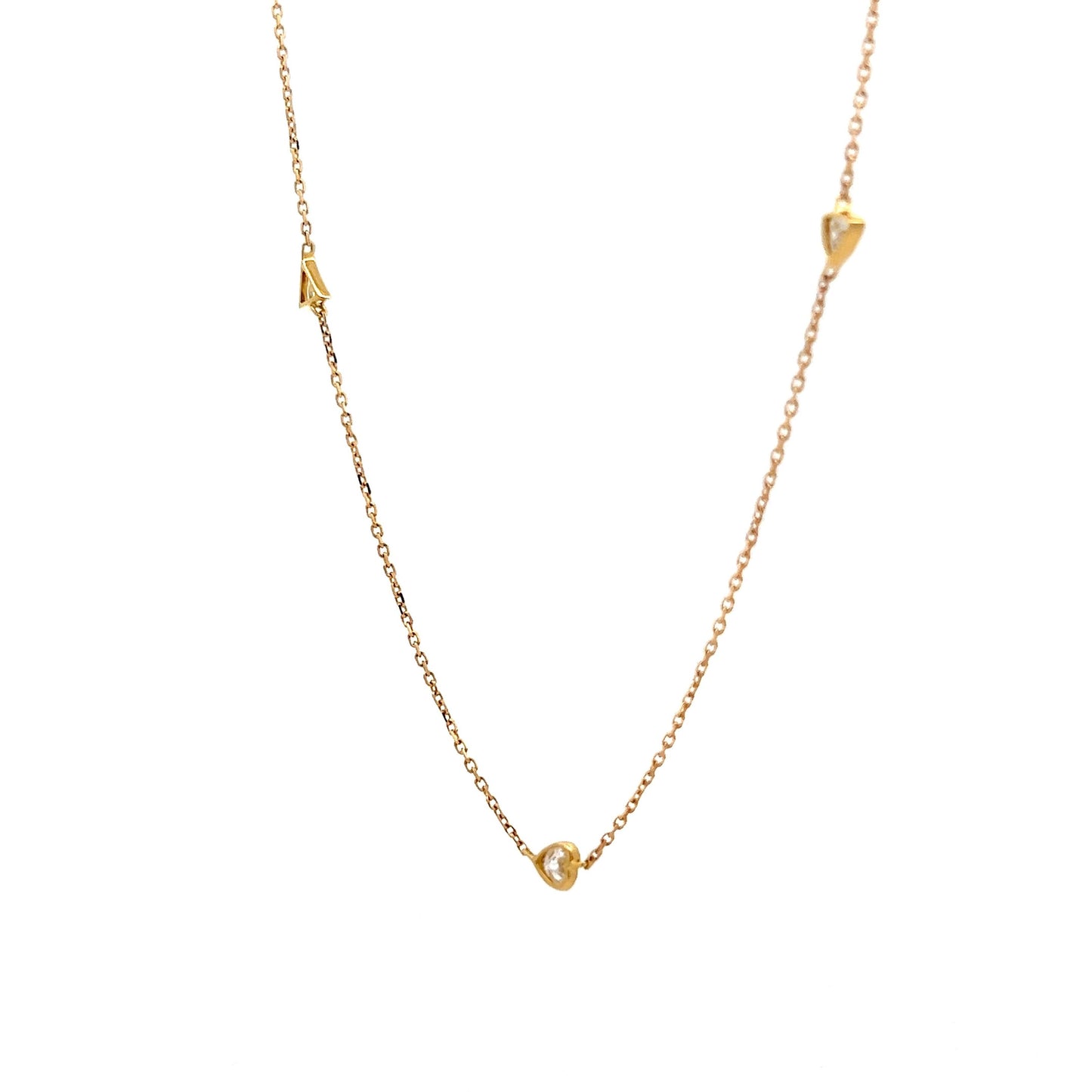 .28 Diamond Heart Bezel Necklace in 18k Yellow Gold