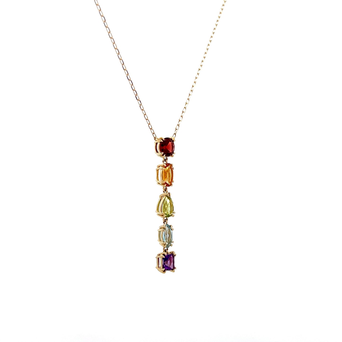 1.87 Multi-Gemstone Lariat Necklace in 14k Yellow Gold