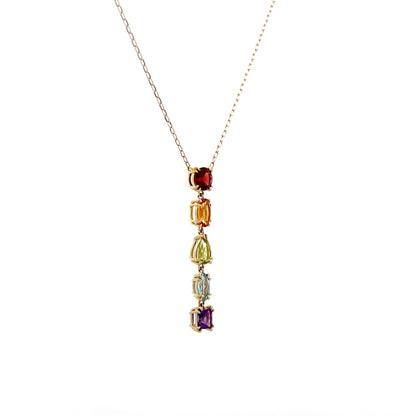 1.87 Multi-Gemstone Lariat Necklace in 14k Yellow Gold