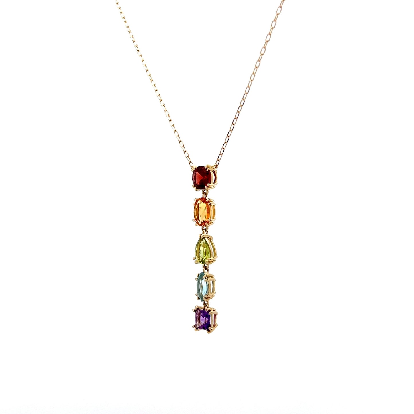 1.87 Multi-Gemstone Lariat Necklace in 14k Yellow Gold