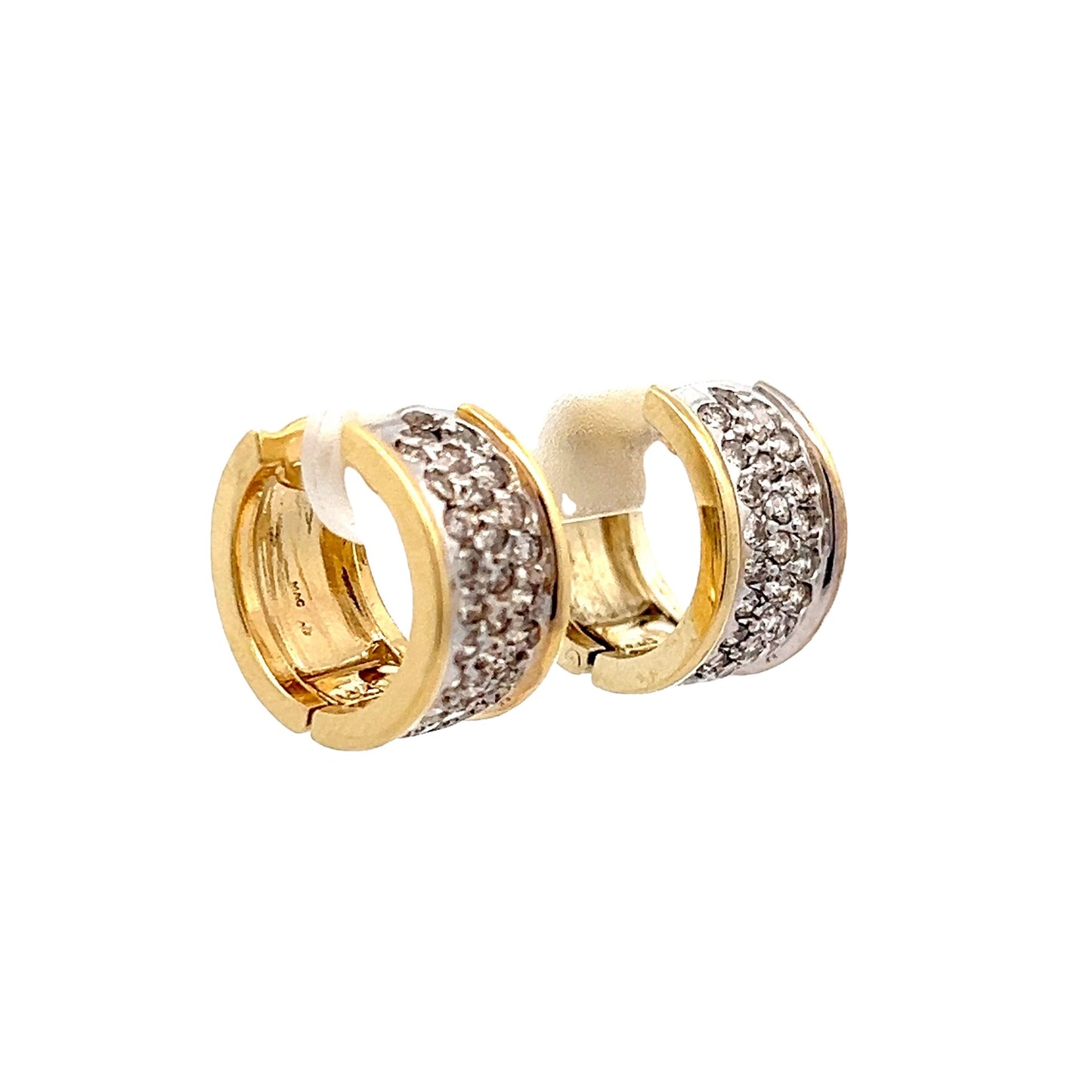 .56 Diamond Wide Huggie Hoop Earrings in 14k