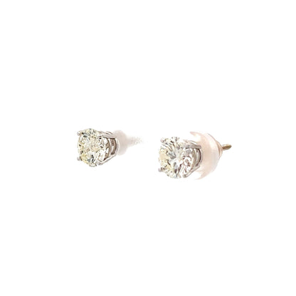 2 Carat Round Brilliant Diamond Stud Earrings in 14k