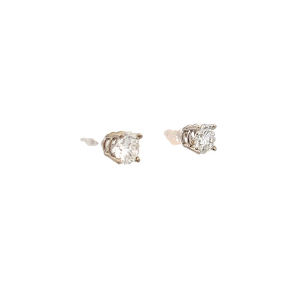 1.00 Round Diamond Stud Earrings in 14k White Gold