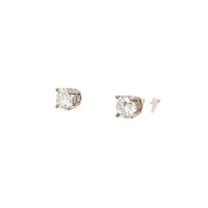 1.00 Round Diamond Stud Earrings in 14k White Gold