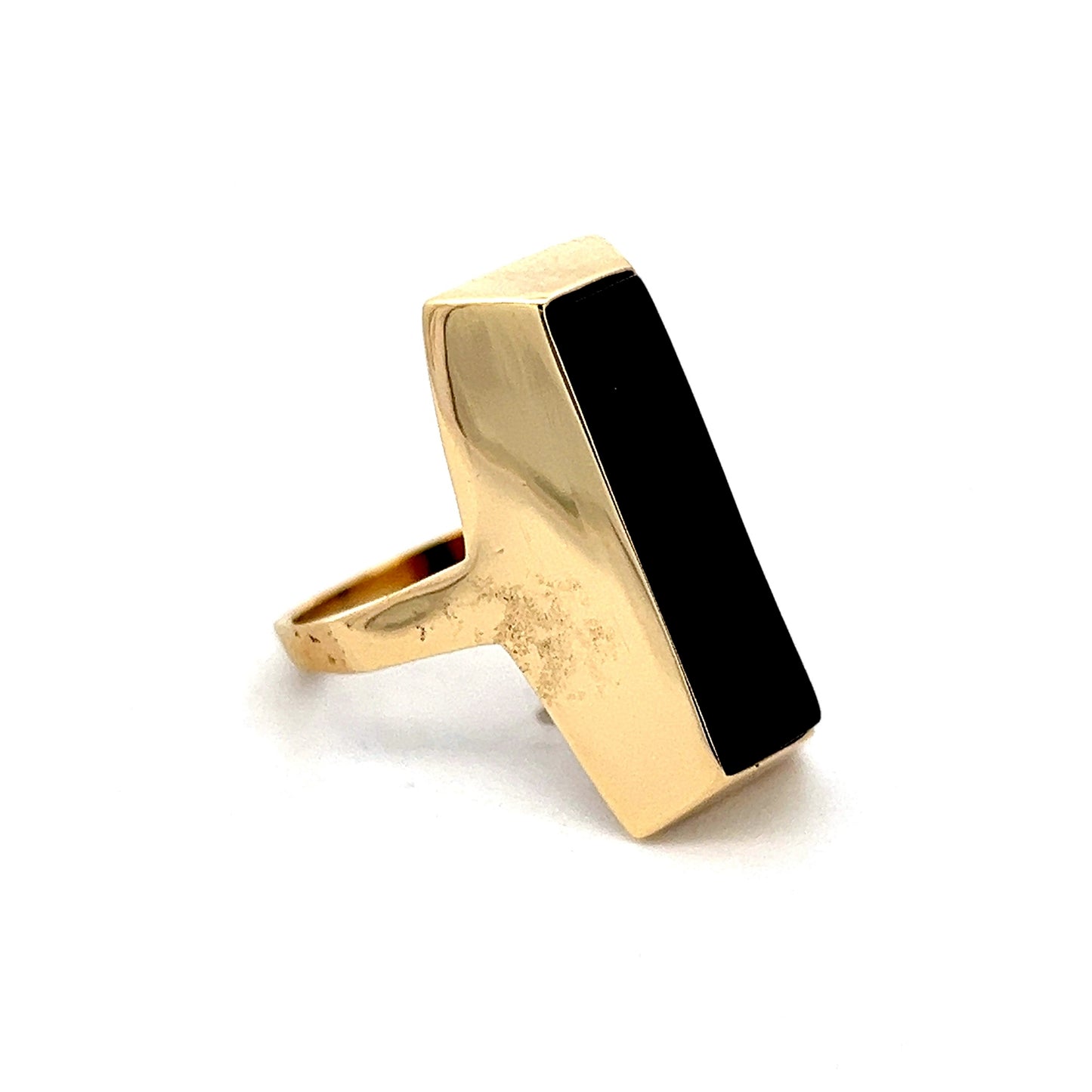 Elongated Black Onyx Cocktail Ring in 14k Yellow Gold