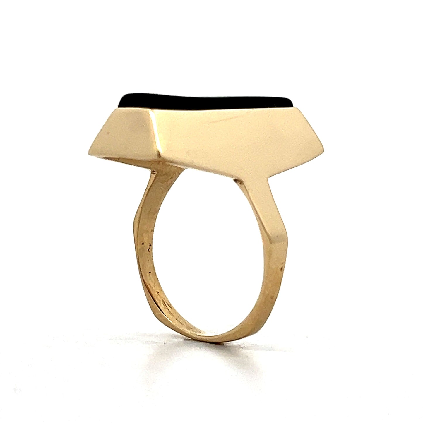 Elongated Black Onyx Cocktail Ring in 14k Yellow Gold