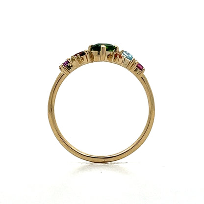 Unique Multi-Gemstone Stacking Ring in 14k Yellow Gold