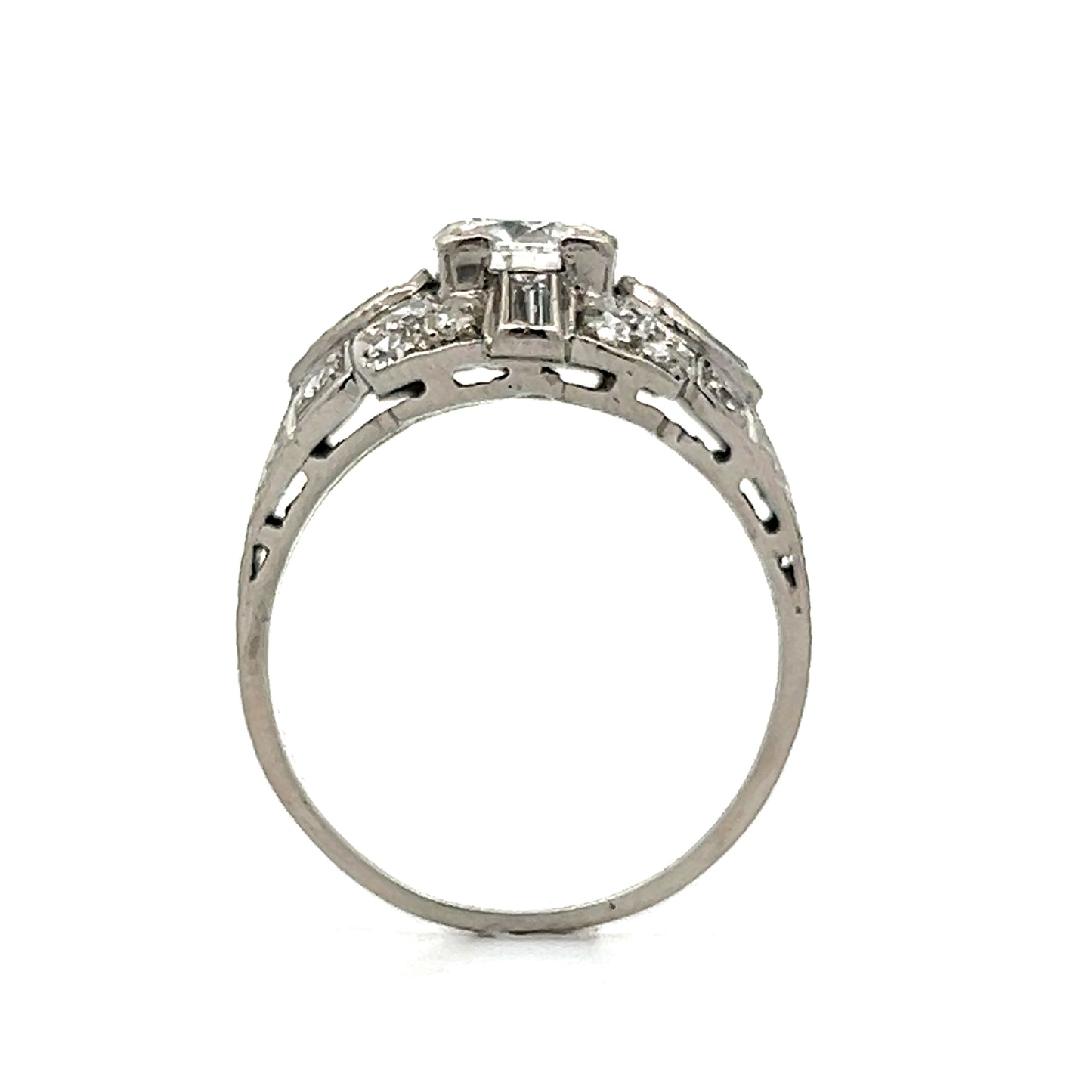 1.02 Antique Deco Diamond Engagement Ring in Platinum