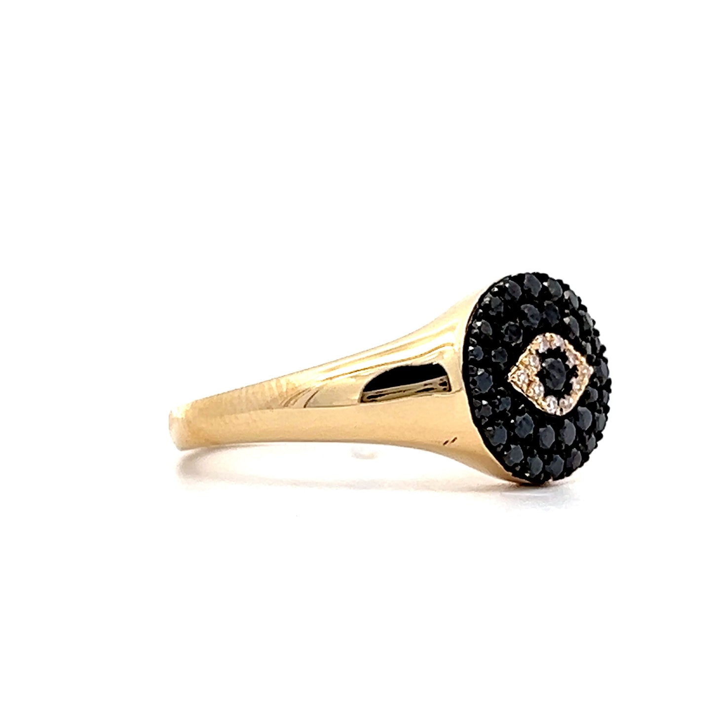 .35 Black Diamond Evil Eye Ring in 14k Yellow Gold