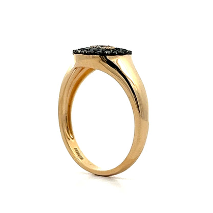 .35 Black Diamond Evil Eye Ring in 14k Yellow Gold