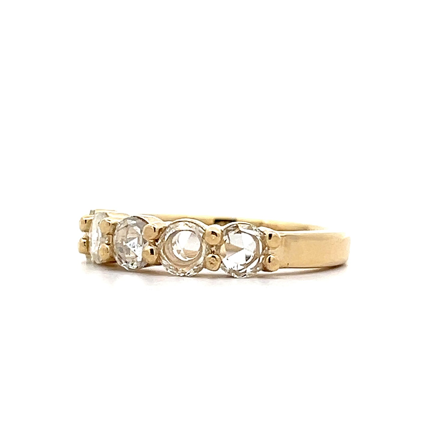 1.00 Rose Cut Diamond Wedding Band in 14k Yellow Gold