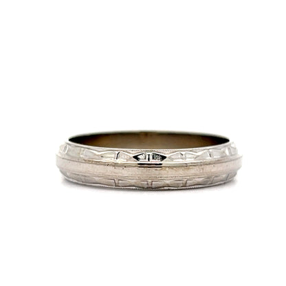 Vintage Mens Geometric Wedding Band in 14k