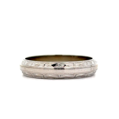 Vintage Mens Geometric Wedding Band in 14k