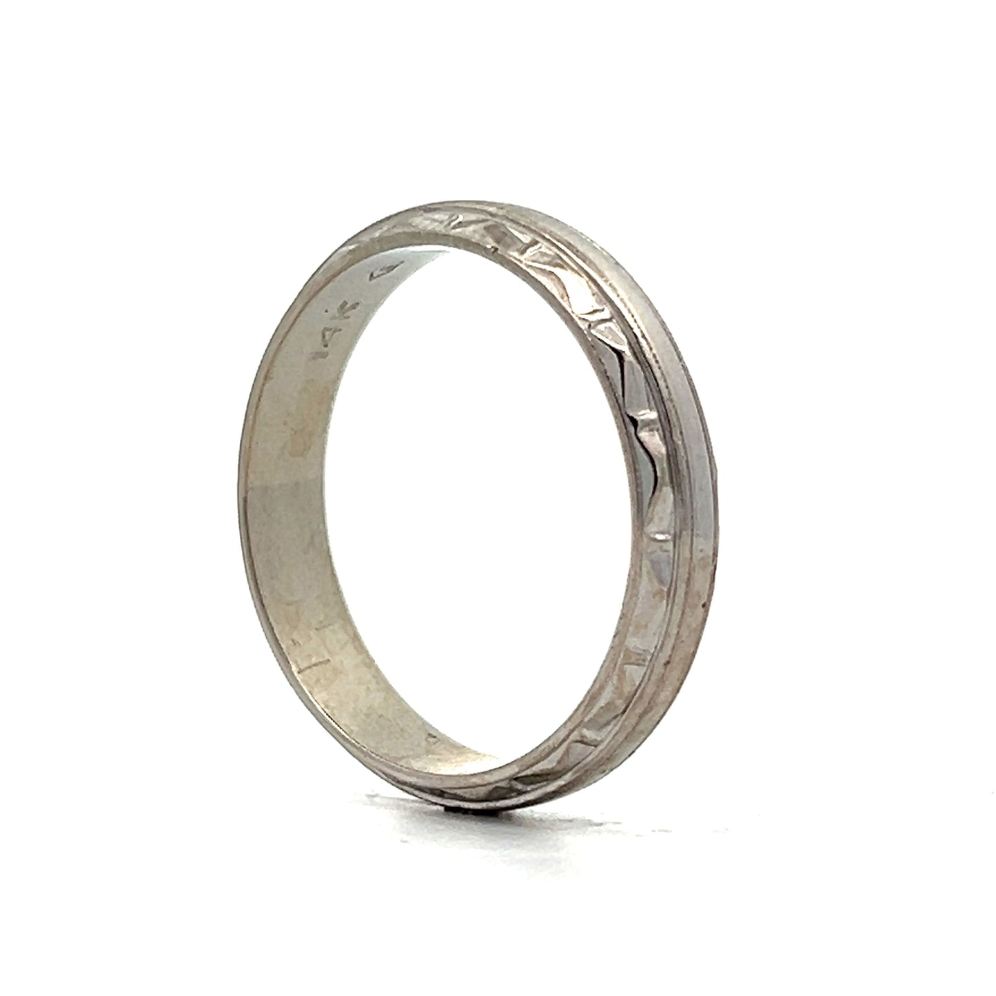 Vintage Mens Geometric Wedding Band in 14k