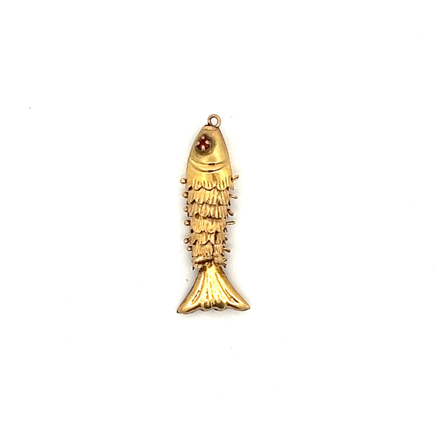 .05 Ruby Fish Charm Pendant in 14k Yellow Gold