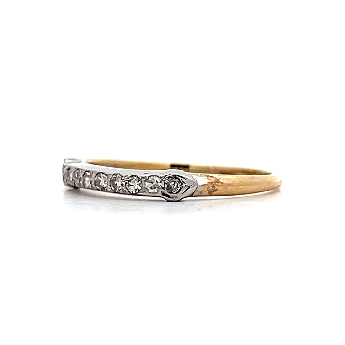 .20 Vintage Retro Diamond Wedding Band in 14k & Platinum