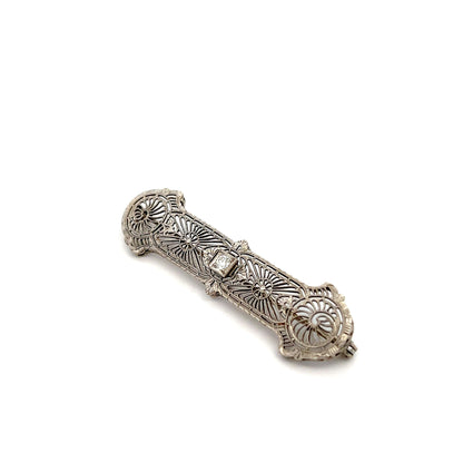 .09 Old European Diamond Filigree Brooch in 14k