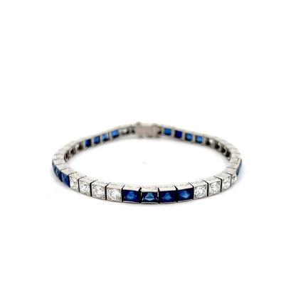 Antique Art Deco Sapphire & Diamond Bracelet in Platinum