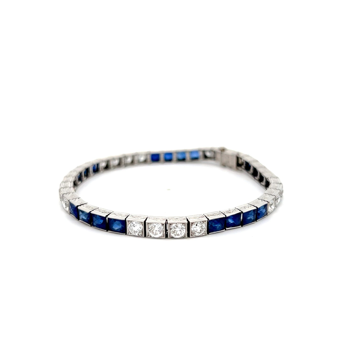 Antique Art Deco Sapphire & Diamond Bracelet in Platinum