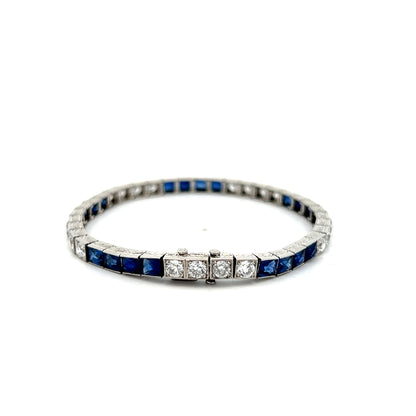 Antique Art Deco Sapphire & Diamond Bracelet in Platinum