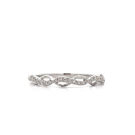 .13 Diamond Ribbon Wedding Band in 14k White Gold