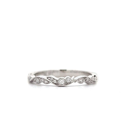 .22 Diamond Milgrain Twisted Wedding Band in 14k White Gold