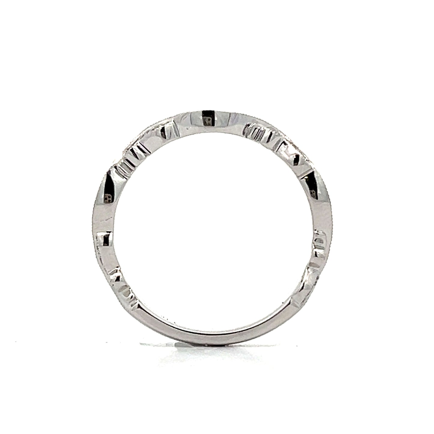 .22 Diamond Milgrain Twisted Wedding Band in 14k White Gold