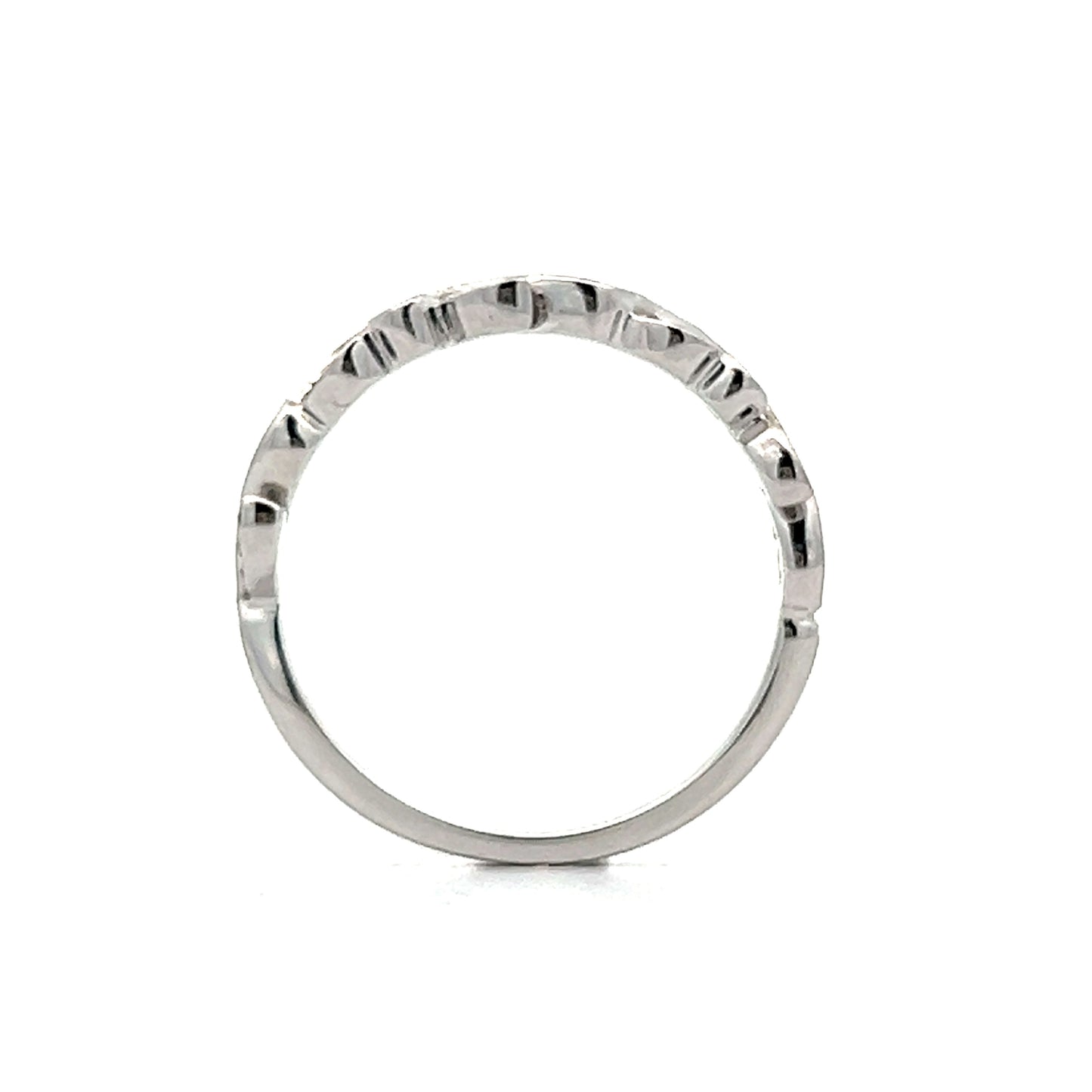 .05 Diamond Leaf Wedding Band in 14k White Gold