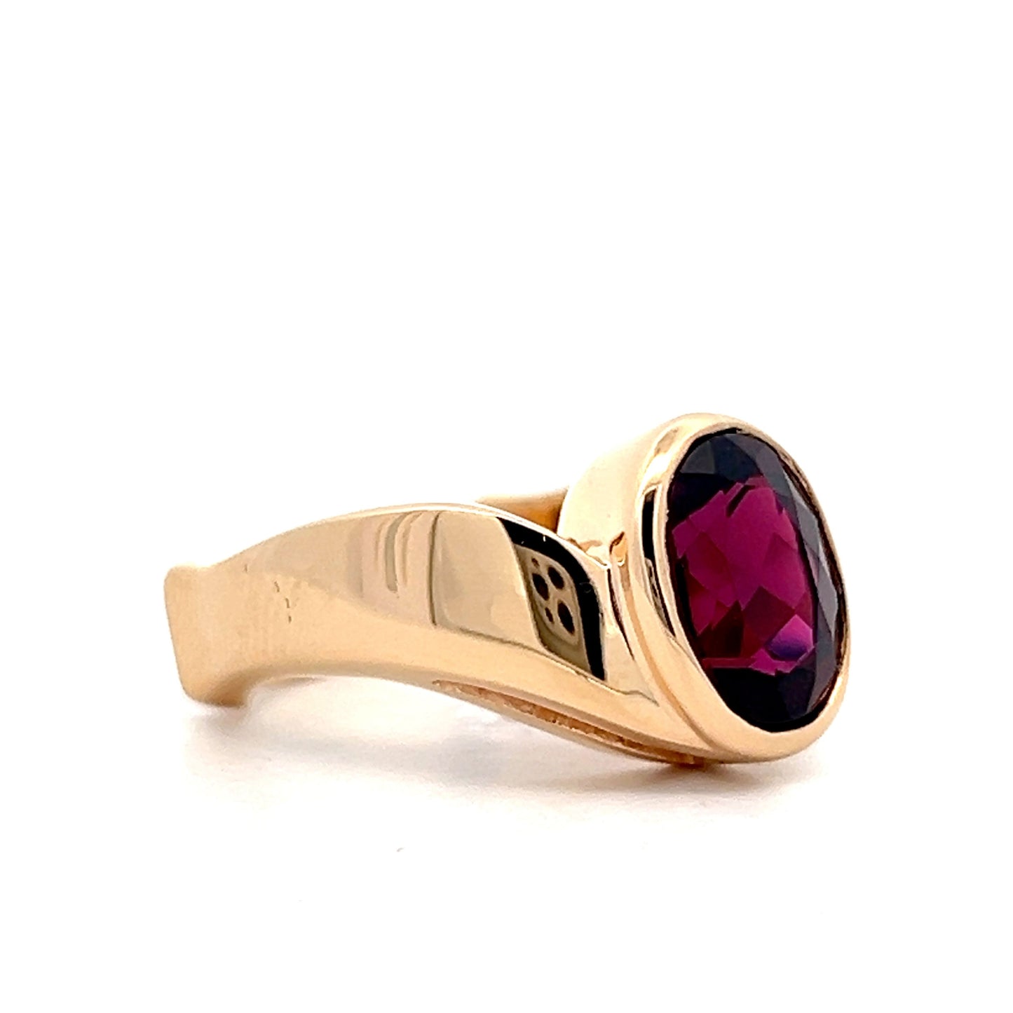 3.28 Oval Garnet Cocktail Ring in 14k Yellow Gold