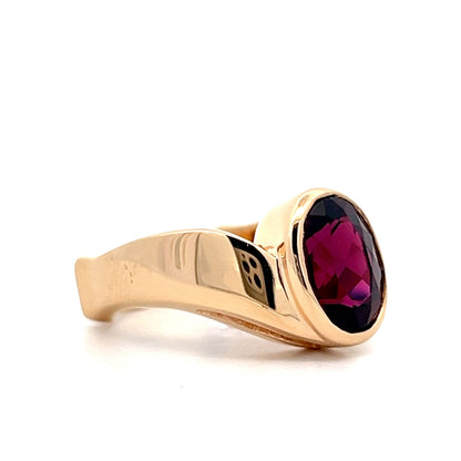 3.28 Oval Garnet Cocktail Ring in 14k Yellow Gold