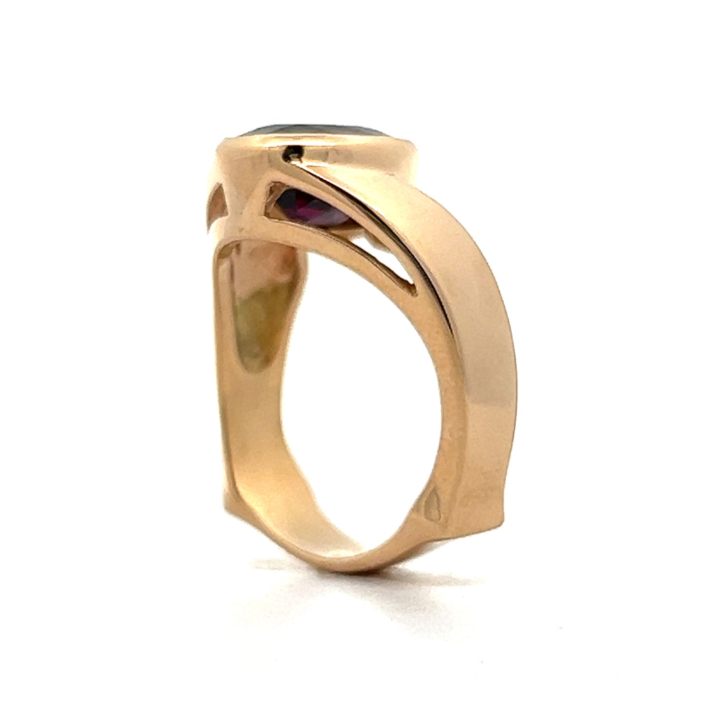 3.28 Oval Garnet Cocktail Ring in 14k Yellow Gold