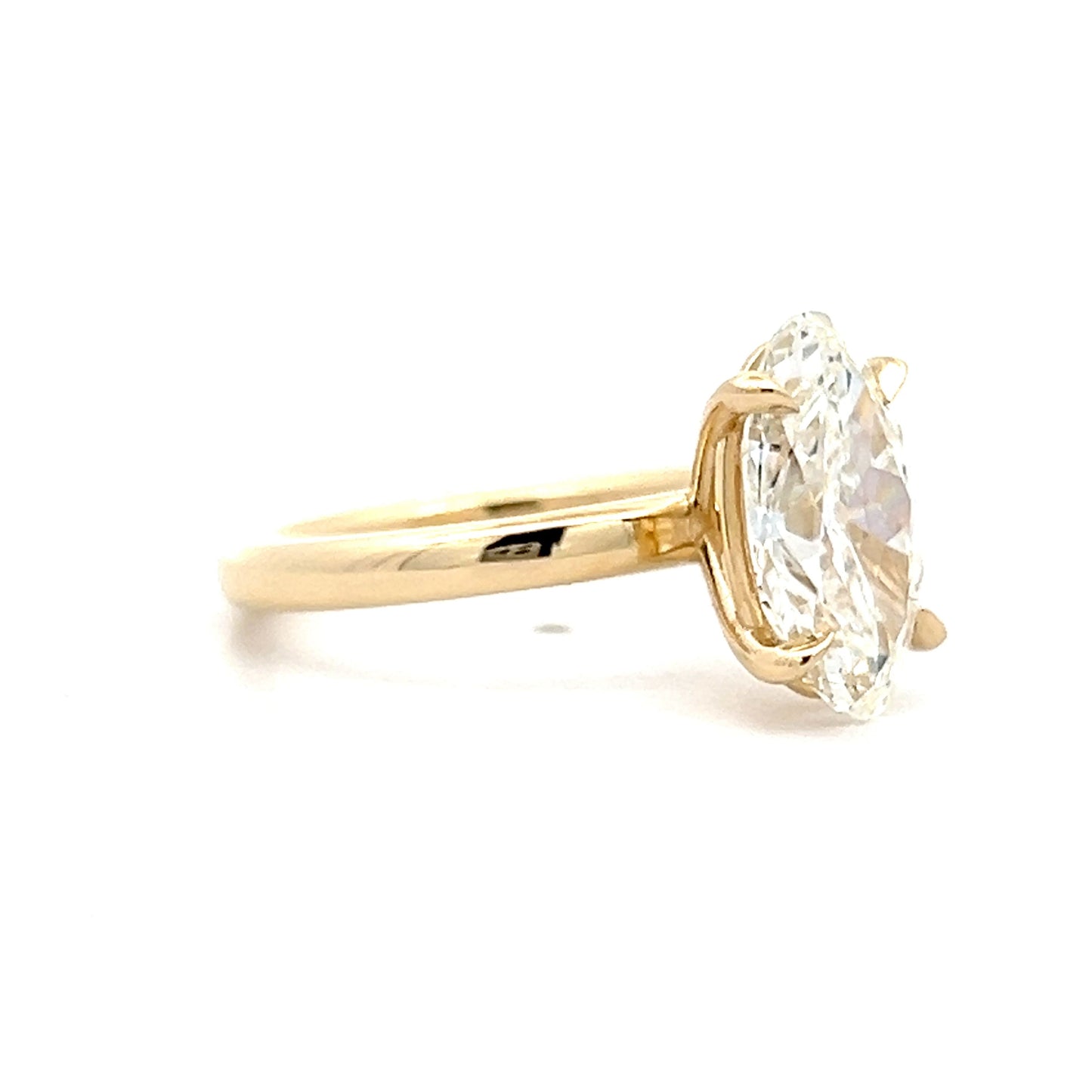 2.86 Moval Cut Diamond Engagement Ring in 14k Yellow Gold