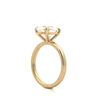 2.86 Moval Cut Diamond Engagement Ring in 14k Yellow Gold