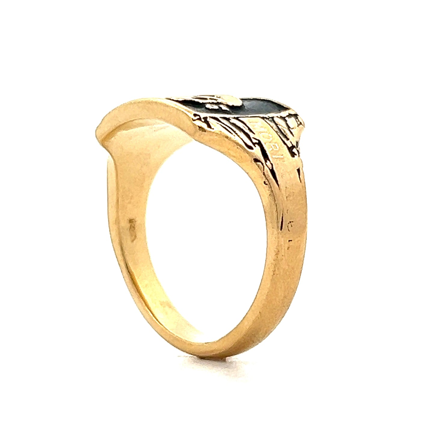 Mens Memento Mori Skull Ring in 18k Yellow Gold