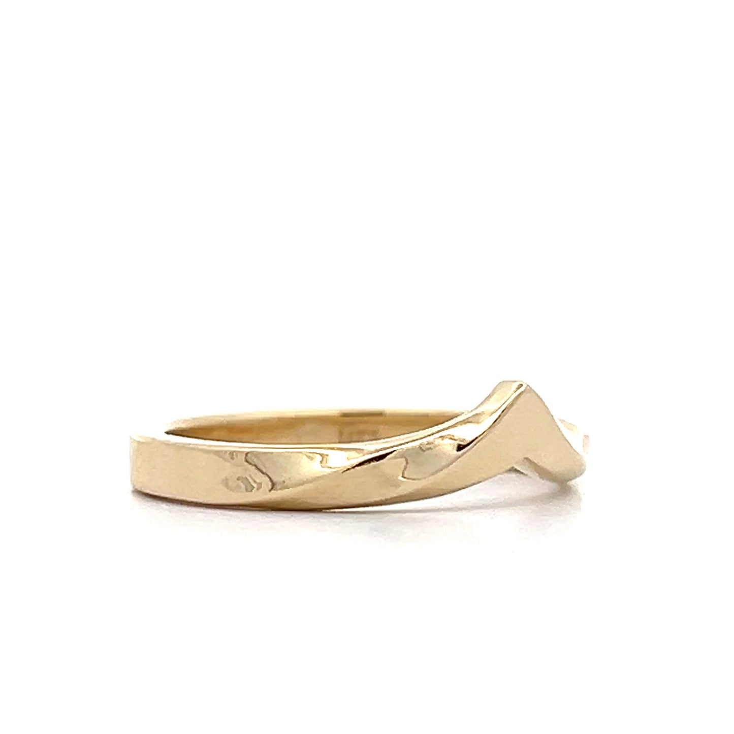 V Shaped Contour Wedding Band in 14k Yellow Gold