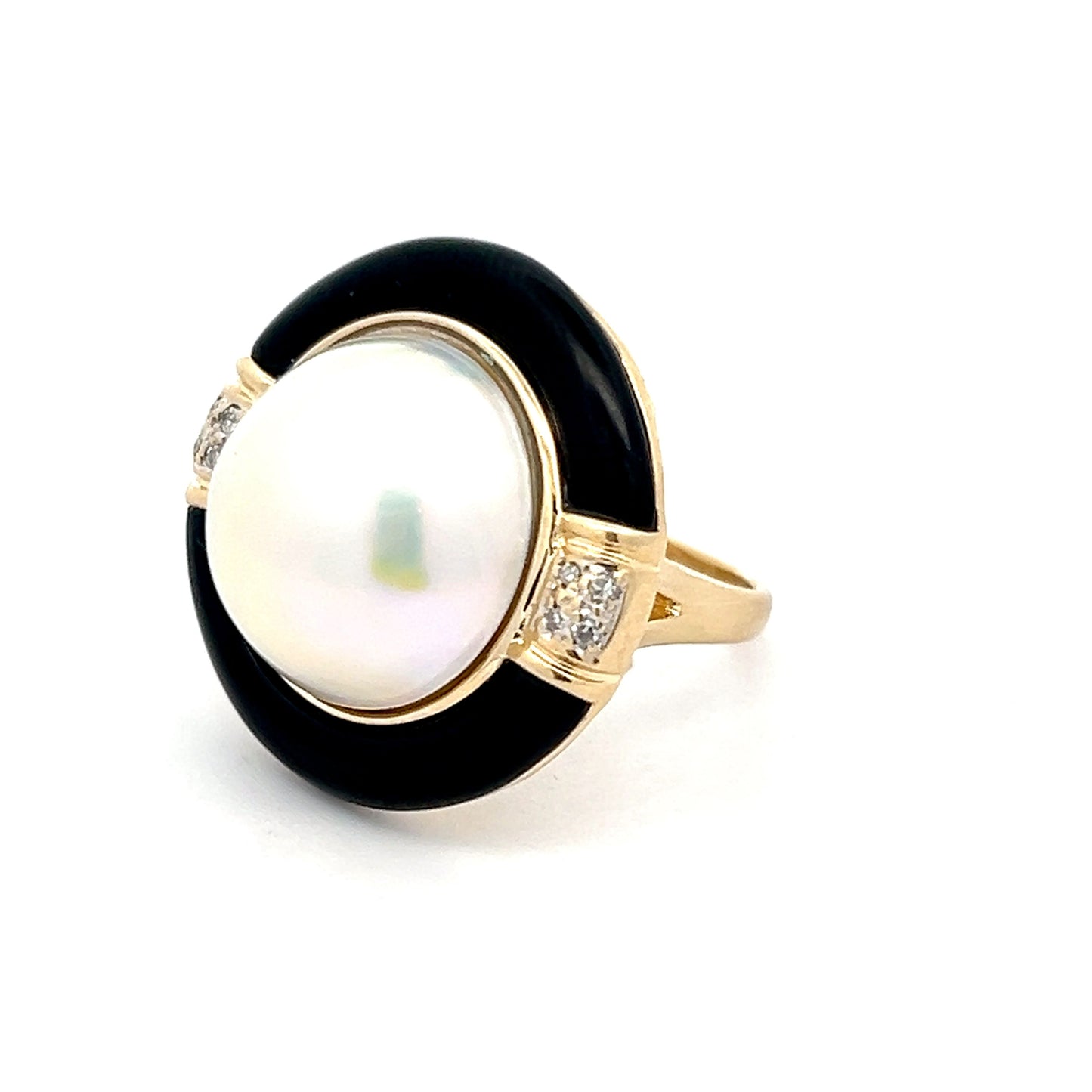 Mabe Pearl & Onyx Cocktail Ring in 14k