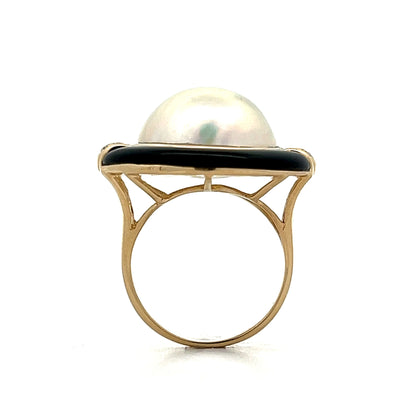 Mabe Pearl & Onyx Cocktail Ring in 14k