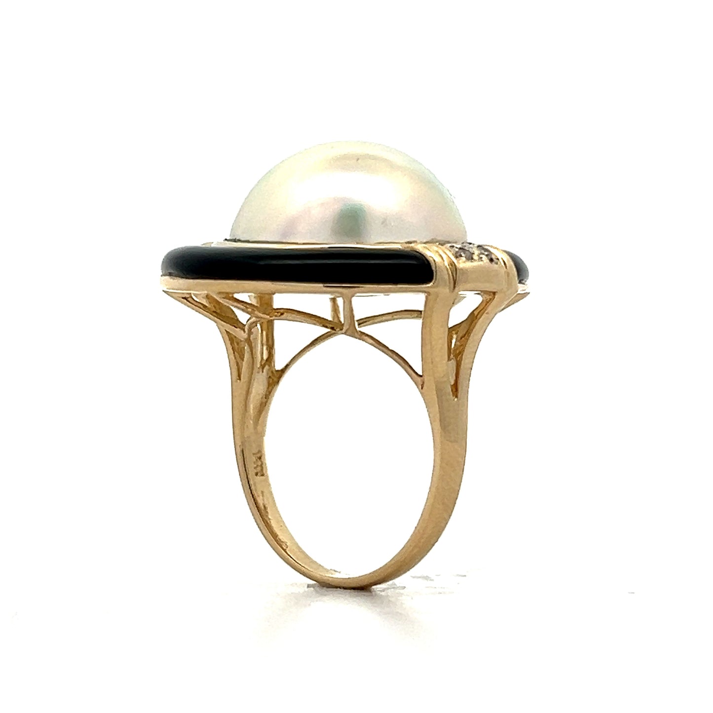 Mabe Pearl & Onyx Cocktail Ring in 14k