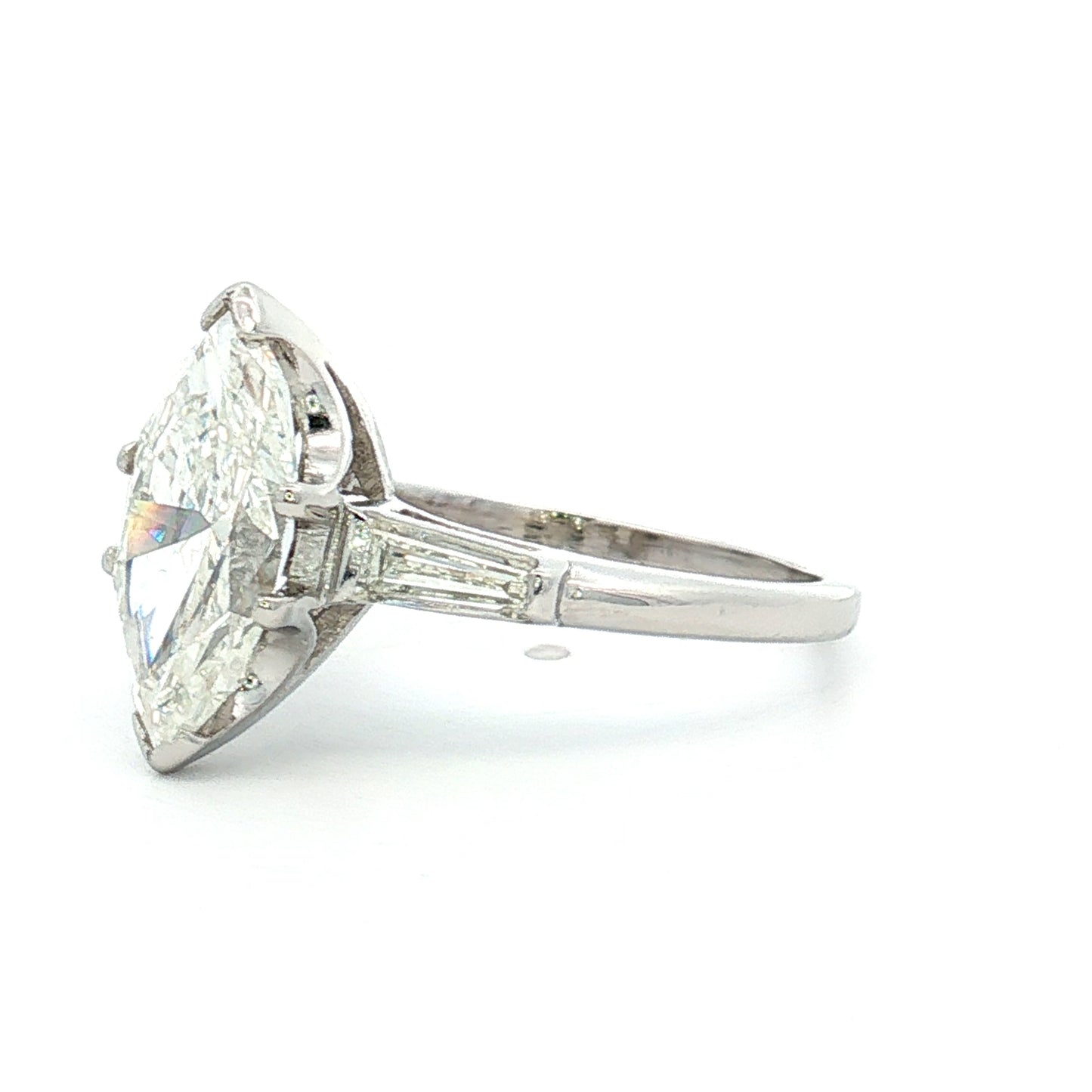 2.33 Vintage Marquise Diamond Engagement Ring Platinum