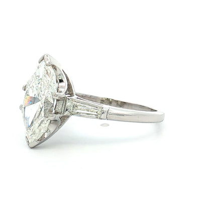 2.33 Vintage Marquise Diamond Engagement Ring Platinum