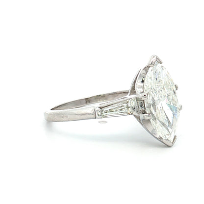 2.33 Vintage Marquise Diamond Engagement Ring Platinum